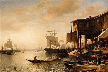 Busy Market Scene at Istanbul Harbour