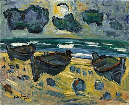 Drei Boote am Strand (Kurische Nehrung)