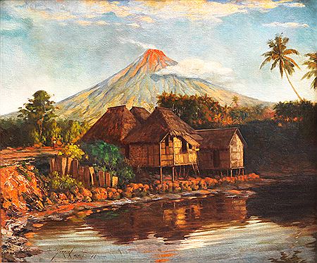 Village by Mayon Volcano