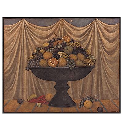 Green fruit bowl with moon
