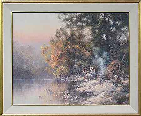 Untitled (Children Playing by the Creek) by Ramon Ward-Thompson - Auction record, sale price, and art valuation. Compare with similar artists and explore comparable artworks.