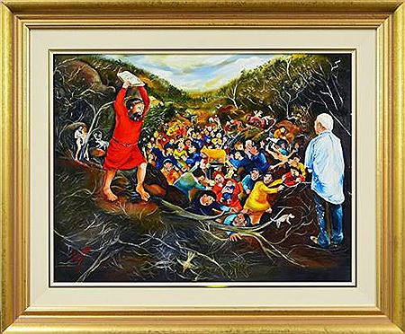 Moses Throwing Down The Tablets Of The Law oil on board
