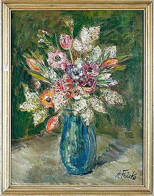 Bunter Strauß aus Flieder, Tulpen und Anemonen by August Fricke - Auction record, sale price, and art valuation. Compare with similar artists and explore comparable artworks.