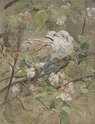 DOVES AND APPLE BLOSSOM