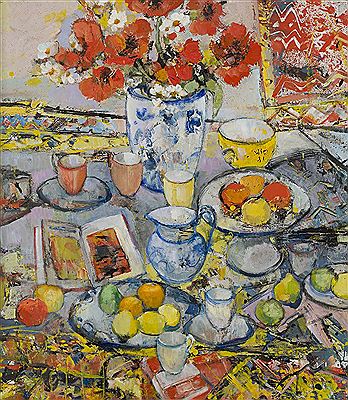 LIFE WITH POPPIES AND ORANGES