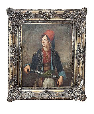 THREE QUARTER LENGTH PORTRAIT OF A YOUNG MAN, POSSIBLY WILLIAM KING, IN HELLENIC COSTUME by Jose Gutierrez de la Vega - Auction record, sale price, and art valuation. Compare with similar artists and explore comparable artworks.