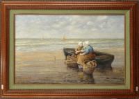 Plage et barque animées