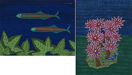 Two Fish/ Orchid with Bird (2)