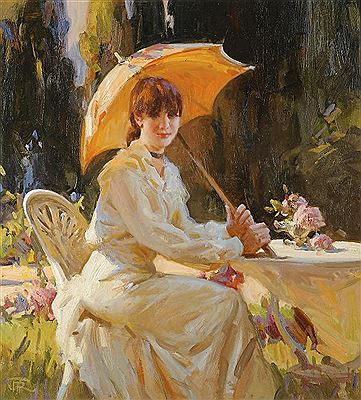 THE PARASOL by John Richard Townsend - Auction record, sale price, and art valuation. Compare with similar artists and explore comparable artworks.