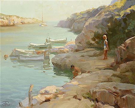 Sample artwork by John Richard Townsend (1930 - 2013), known for landscape, figure, genre paintings - View similar artists and auction records
