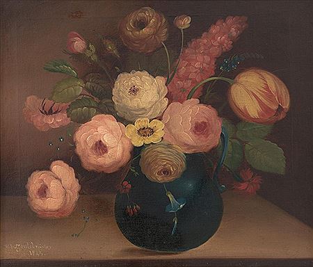 Flowers in a Blue Jug 1845