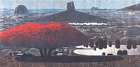 Glasshouse Mountains Landscape with Poinciana