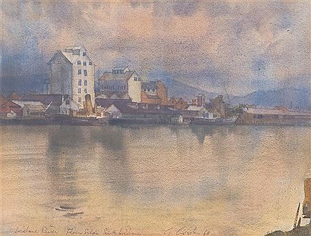 Brisbane River, Flour Silos South Brisbane by George Crossley - Auction record, sale price, and art valuation. Compare with similar artists and explore comparable artworks.