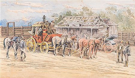The Stage Coach by Arthur Esam - Auction record, sale price, and art valuation. Compare with similar artists and explore comparable artworks.