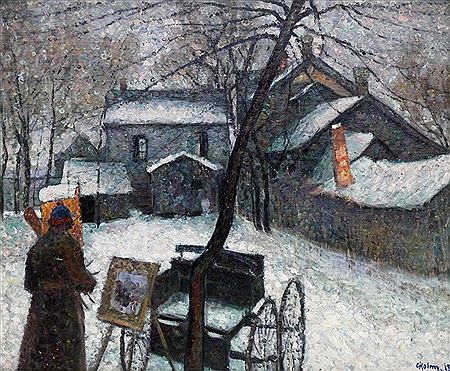 ''Artist in Winter'' by Carl Holm - Auction record, sale price, and art valuation. Compare with similar artists and explore comparable artworks.