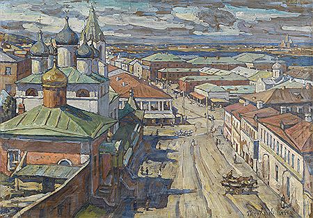 "View of the Church of St John the Baptist from Rozhdestvenskaya Street, Nizhniy Novgorod" by Piotr Ivanovich Petrovichev - Auction record, sale price, and art valuation. Compare with similar artists and explore comparable artworks.