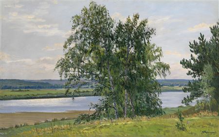 By the Oka River by Nikolai Terpsikhorov - Auction record, sale price, and art valuation. Compare with similar artists and explore comparable artworks.