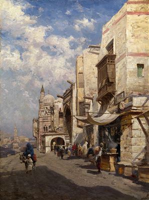 Street in Cairo by Nikolai Makovsky - Auction record, sale price, and art valuation. Compare with similar artists and explore comparable artworks.