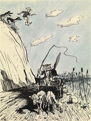 "Illustrations for A. Tolstoy's ""Zolotoi klyuchik, ili Priklyucheniya Buratino"", twenty-three works"