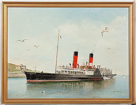 THE PADDLE STEAMER FERRY GRENADIER IN THE SOUND OF IONA by Ian G Orchardson - Auction record, sale price, and art valuation. Compare with similar artists and explore comparable artworks.