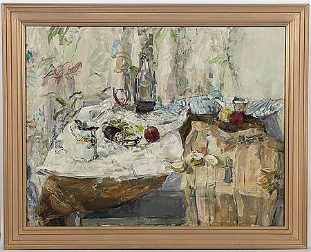 Sample artwork by Kathleen Barbara Russell (Born 1940), known for still life, town buildings, coastal views and landscape painting - View similar artists and auction records