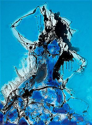 Dancing woman in blue