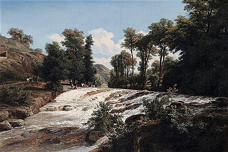 Paysage à la chute d'eau en Ardèche