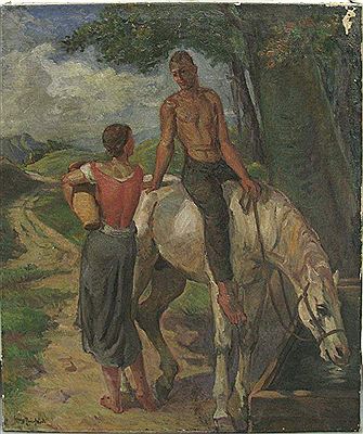 Reiter und Magd am Brunnen by Franz Reinhardt - Auction record, sale price, and art valuation. Compare with similar artists and explore comparable artworks.