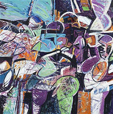 Abstract on two canvases