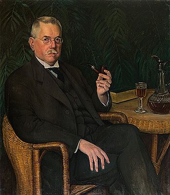 Ritratto d’ uomo con pipa e bicchiere di Cognac, 1922