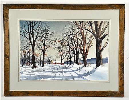 Country drive with farmhouse