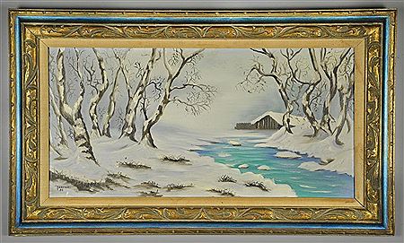 Scene with log cabin by Dennis Ski Torzeski - Auction record, sale price, and art valuation. Compare with similar artists and explore comparable artworks.