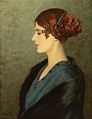 Portrait der Gattin des Künstlers im Profil von rechts, angetan mit einem nachtblauen Seidenkleid und einer Pelzstola über die Schultern by Friedrich Albin Koko-Micoletzky - Auction record, sale price, and art valuation. Compare with similar artists and explore comparable artworks.