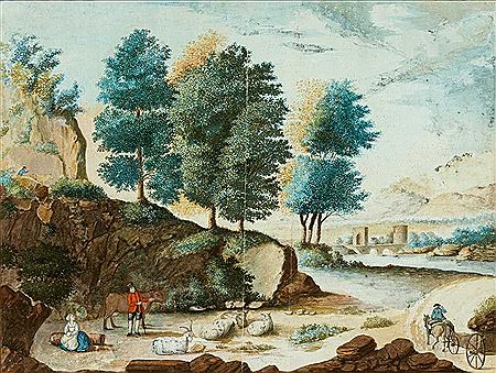 Flusslandschaft mit rastenden Schafen, Kuh und Fuhrwerk by Franz Augustin Gotz - Auction record, sale price, and art valuation. Compare with similar artists and explore comparable artworks.