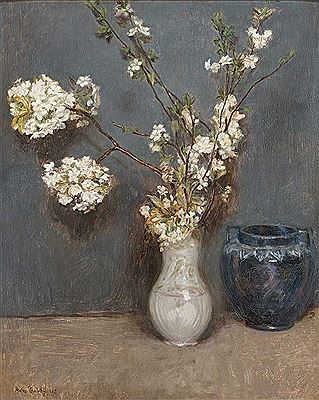 Blühende Zweige in einer Vase, seitlich Jugendstilgefäß by Anton Wrabetz - Auction record, sale price, and art valuation. Compare with similar artists and explore comparable artworks.