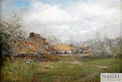 Summery landscape at a farmstead.