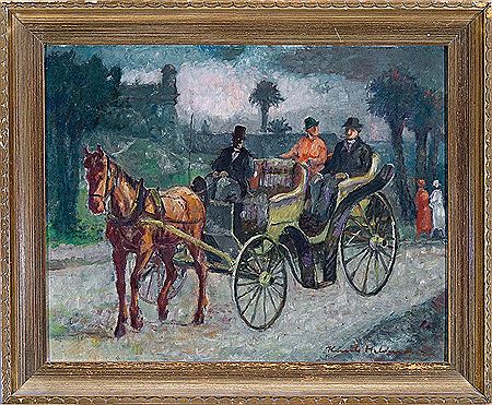"Horse and Buggy Ride, Bay Street, St. Augustine, Florida" by Knute (Sven August) Heldner - Auction record, sale price, and art valuation. Compare with similar artists and explore comparable artworks.