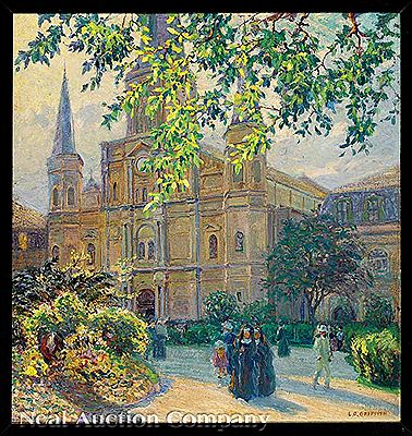 "A View of St. Louis Cathedral with Ursuline Nuns" by Louis Oscar Griffith - Auction record, sale price, and art valuation. Compare with similar artists and explore comparable artworks.