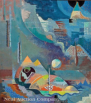 "Abstract Landscape in Blue" by Will Henry Stevens - Auction record, sale price, and art valuation. Compare with similar artists and explore comparable artworks.
