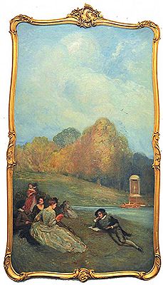 "Before The Masked Ball", Elegant Figures in a Landscape, an the companion piece, "Fete Champetre", a pair (2)
