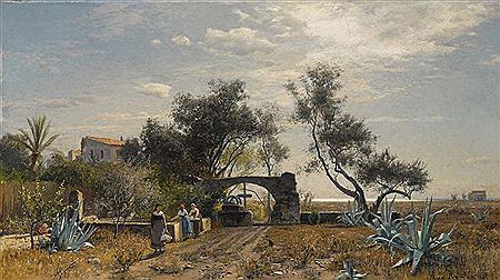 Italian Landscape with Women at the Well by Max Roman - Auction record, sale price, and art valuation. Compare with similar artists and explore comparable artworks.