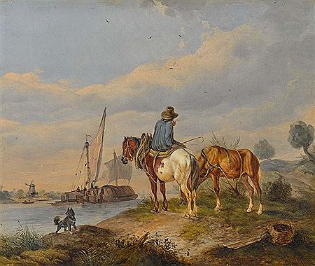 Farmer with horses in the Dutch canal landscape by Wilhelm Melchior - Auction record, sale price, and art valuation. Compare with similar artists and explore comparable artworks.