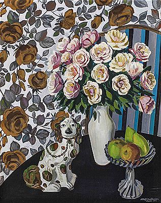 Rosen mit Porzellan-Hund. 1962