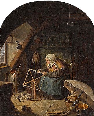 Interieurs mit Frauen bei der Handarbeit