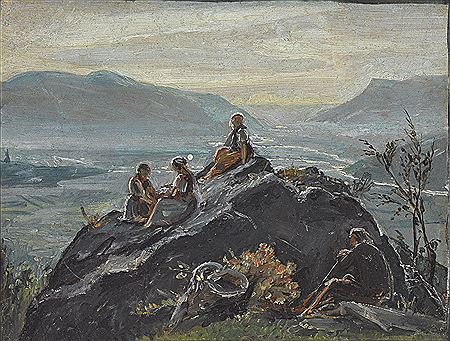 Blick ins Etschtal mit Kindern auf einem Hügel by Friedrich Wasmann - Auction record, sale price, and art valuation. Compare with similar artists and explore comparable artworks.