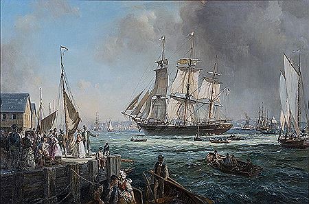The American Clipper Ship "John Gilpin" Leaving Boston