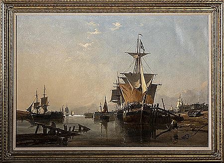Harbor with Ships and Fishing Boats at Anchor