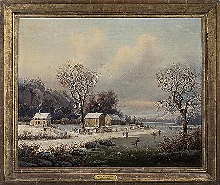 Winter Skating Scene in New England