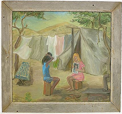 Migrant camp scene