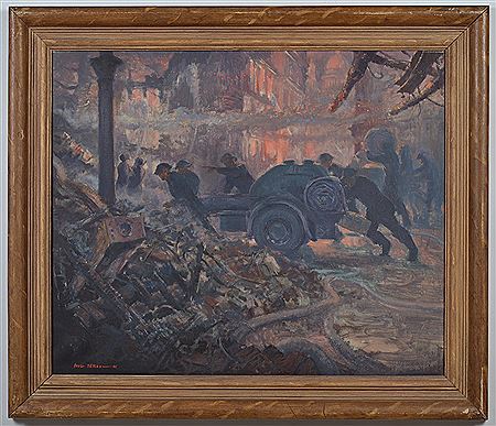 "Sunday Blitz, December 29th, 1940" by Paul Lucien Dessau - Auction record, sale price, and art valuation. Compare with similar artists and explore comparable artworks.